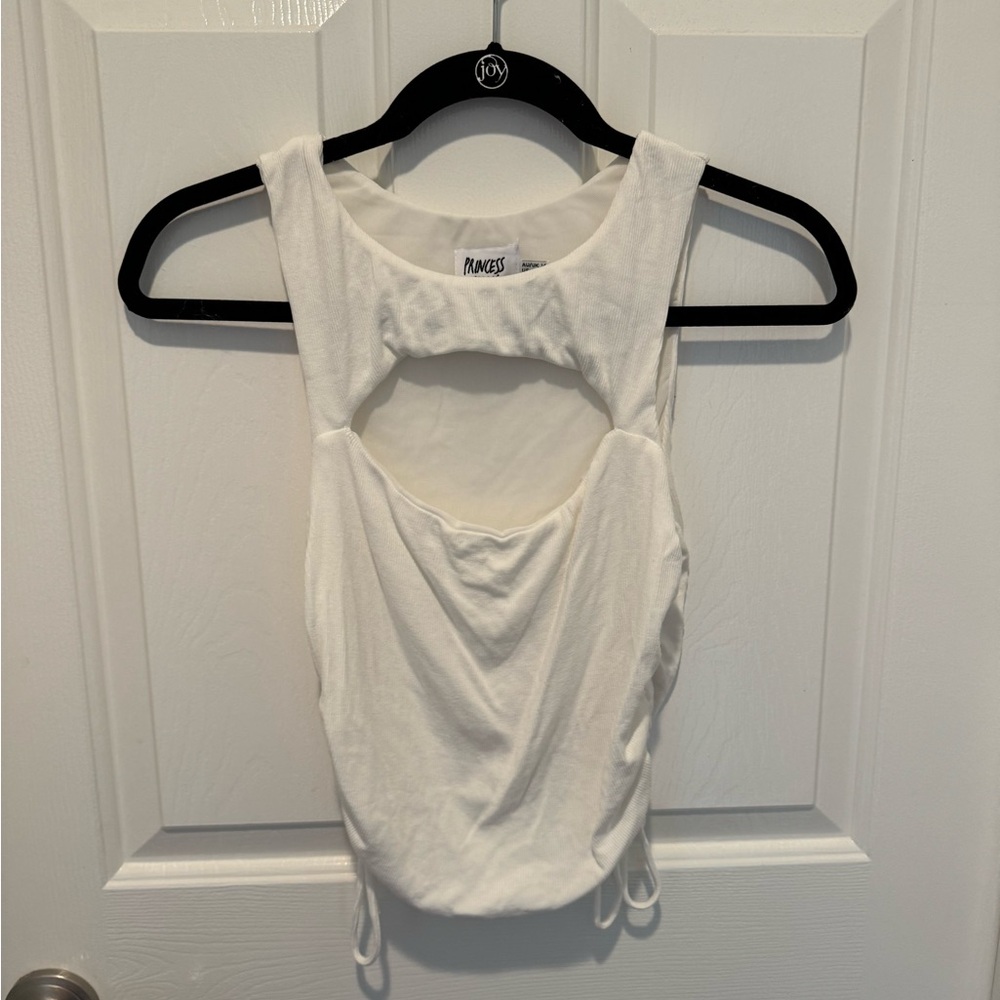 Princess Polly White Open Ribbed Tank Size 10